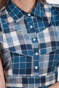 Sands of India Blue Check Maxi Dress with 4-Tier Long Double Collar — thumbnail 4