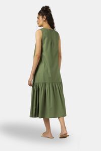 Sands of India Green Sleeveless Maxi Dress with Gathered Hem — thumbnail 2