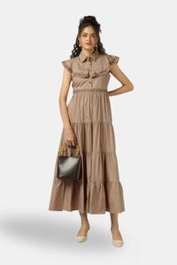 Sands of India Mocha Tiered Embroidered Maxi Dress — thumbnail 1