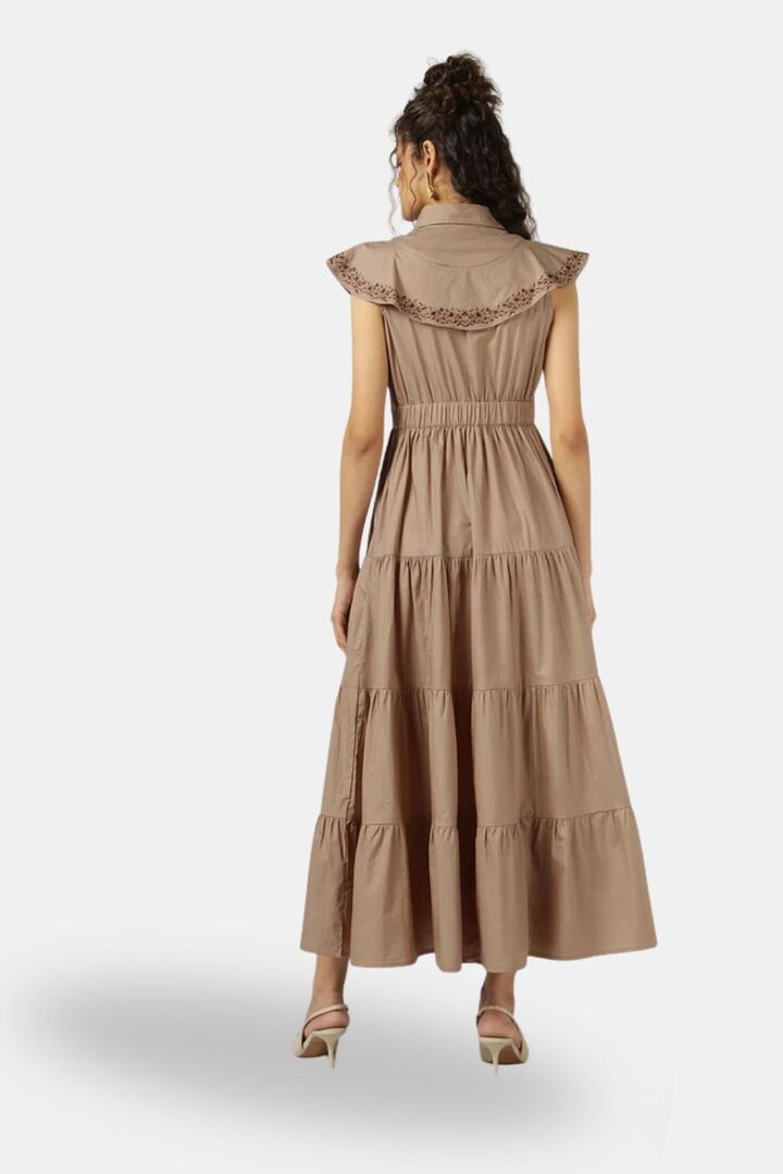 Sands of India Mocha Tiered Embroidered Maxi Dress — image 2