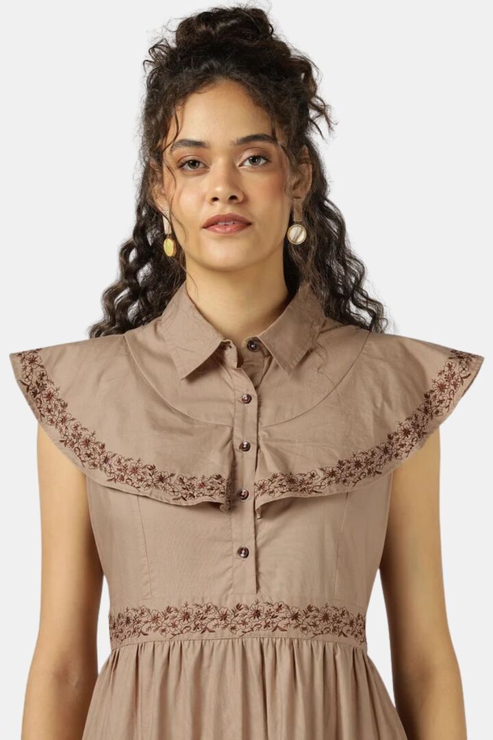 Sands of India Mocha Tiered Embroidered Maxi Dress — image 4
