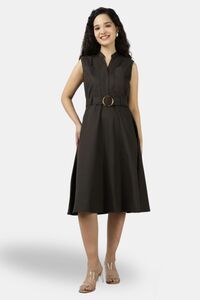 Sands of India Dark Olive Utility Sleeveless Belted Dress — thumbnail 1