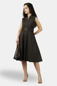Sands of India Dark Olive Utility Sleeveless Belted Dress — thumbnail 2