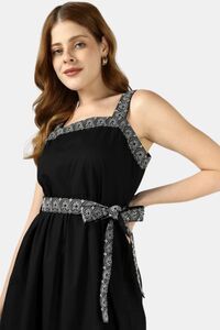 Sands of India Black Embroidered Midi Evening Dress — thumbnail 4