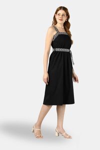 Sands of India Black Embroidered Midi Evening Dress — thumbnail 5
