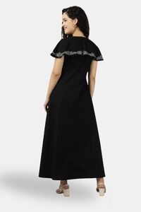 Sands of India Black Embroidered Evening Maxi Dress — thumbnail 3