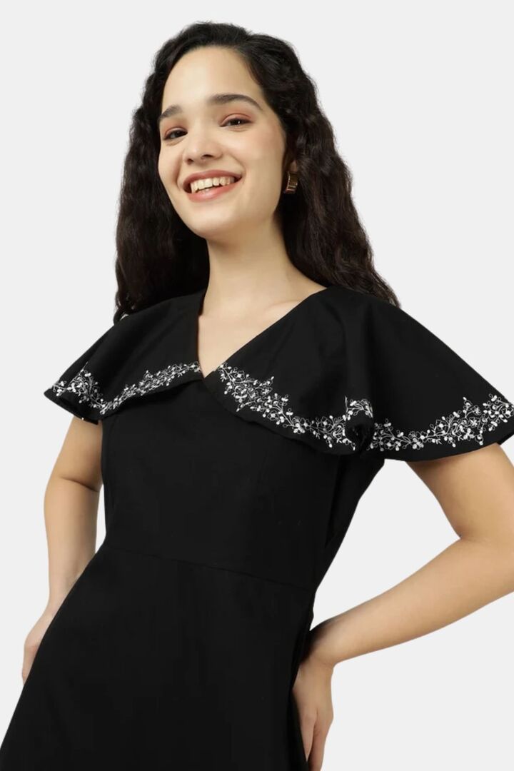 Sands of India Black Embroidered Evening Maxi Dress — image 4