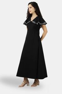 Sands of India Black Embroidered Evening Maxi Dress — thumbnail 5