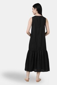 Sands of India Black Textured Maxi Dress with Gathered Hem — thumbnail 2