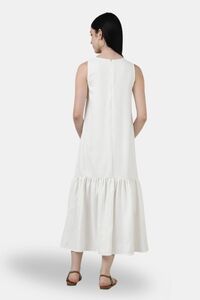 Sands of India White Textured Maxi Dress with Gathered Hem — thumbnail 3