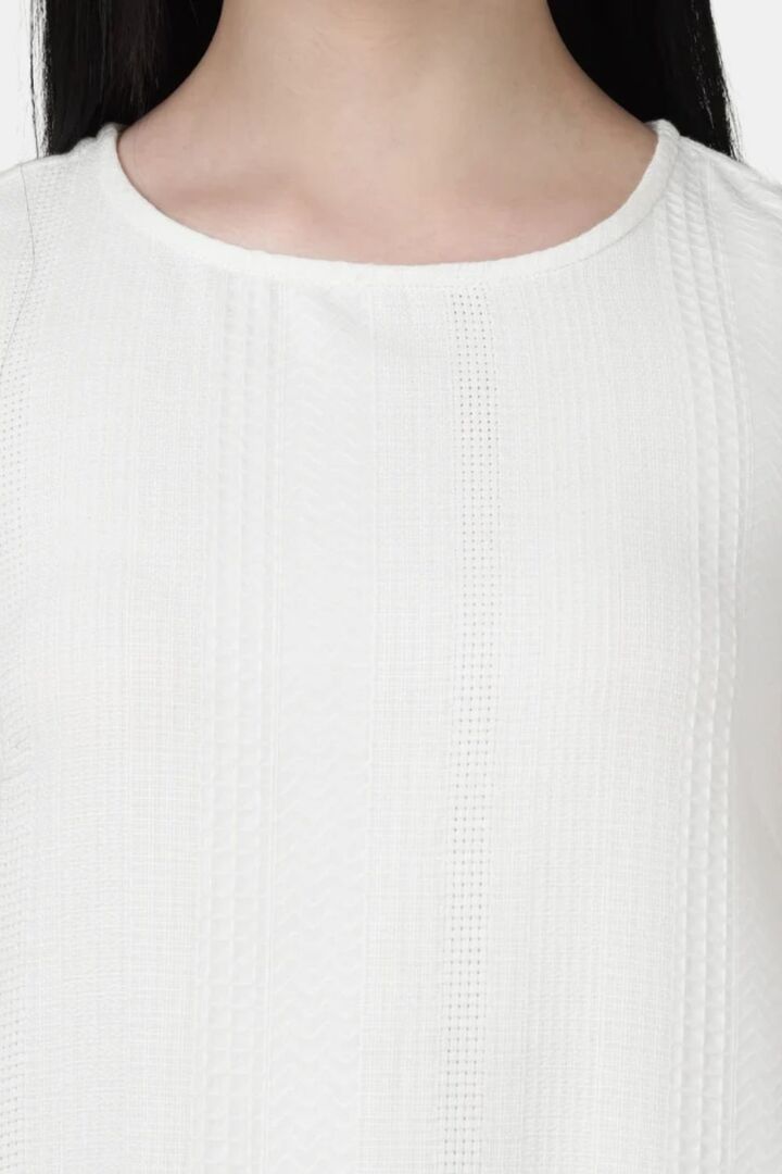 Sands of India White Textured Maxi Dress with Gathered Hem — image 4