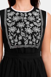 Sands of India Black Yoke Embroidered Poplin Midi Dress — thumbnail 2