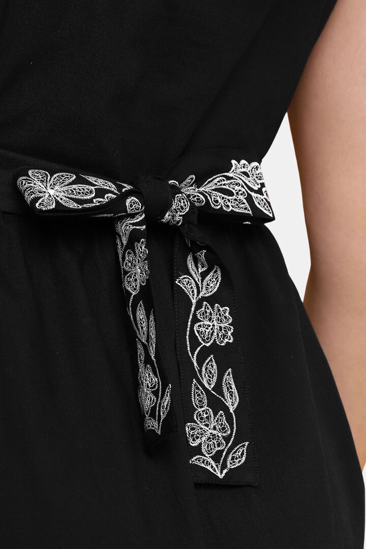 Sands of India Black Yoke Embroidered Poplin Midi Dress — image 4