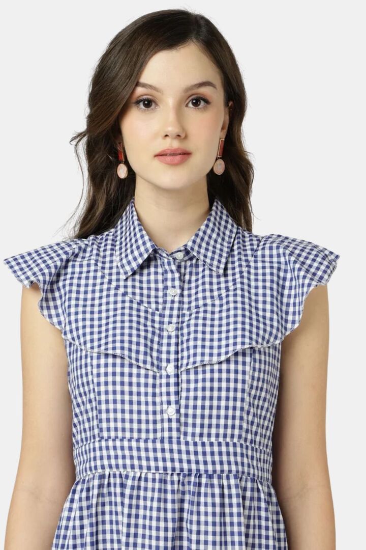 Sands of India Blue Gingham Tiered Maxi Dress  — image 2