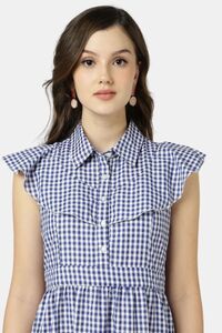 Sands of India Blue Gingham Tiered Maxi Dress  — thumbnail 2