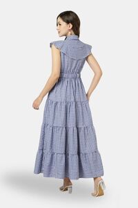 Sands of India Blue Gingham Tiered Maxi Dress  — thumbnail 4