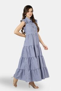 Sands of India Blue Gingham Tiered Maxi Dress  — thumbnail 5