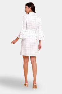 Sands of India White Check Shirt Cum Midi Dress with Detachable Belt — thumbnail 3