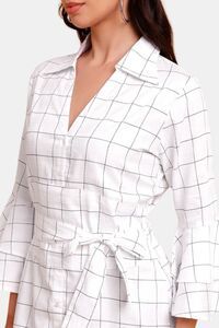 Sands of India White Check Shirt Cum Midi Dress with Detachable Belt — thumbnail 4