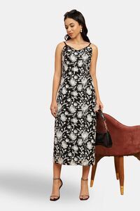 Sands of India Embroidered Black Poplin dress — thumbnail 1