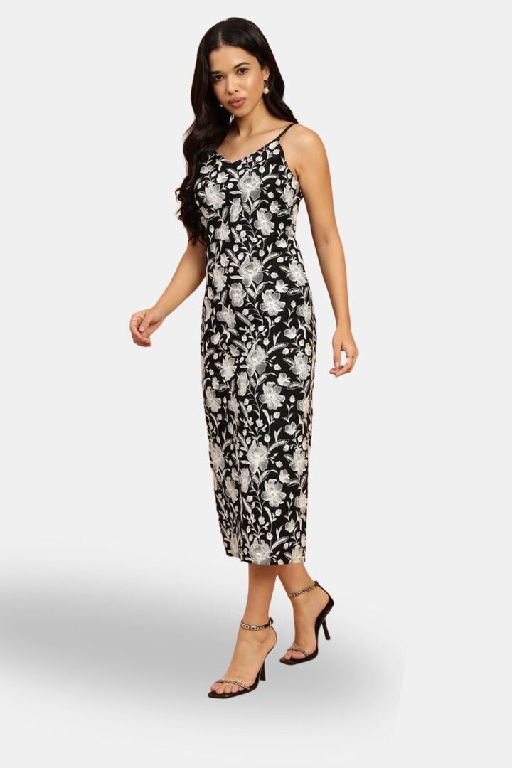 Sands of India Embroidered Black Poplin dress — image 2