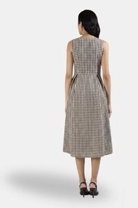 Sands of India Brown Gingham Checked Calf-Length Pinafore Midi Dress — thumbnail 4