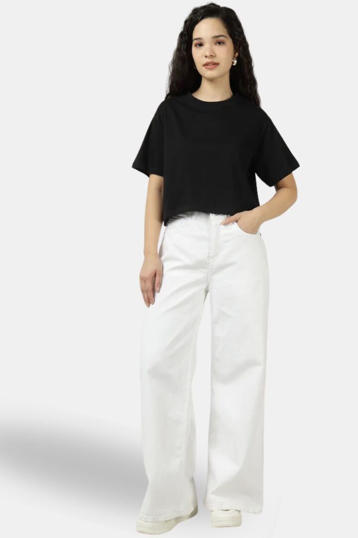 Sands of India Women Black Crop Top With Twin Fish Back Print - Black — image 2