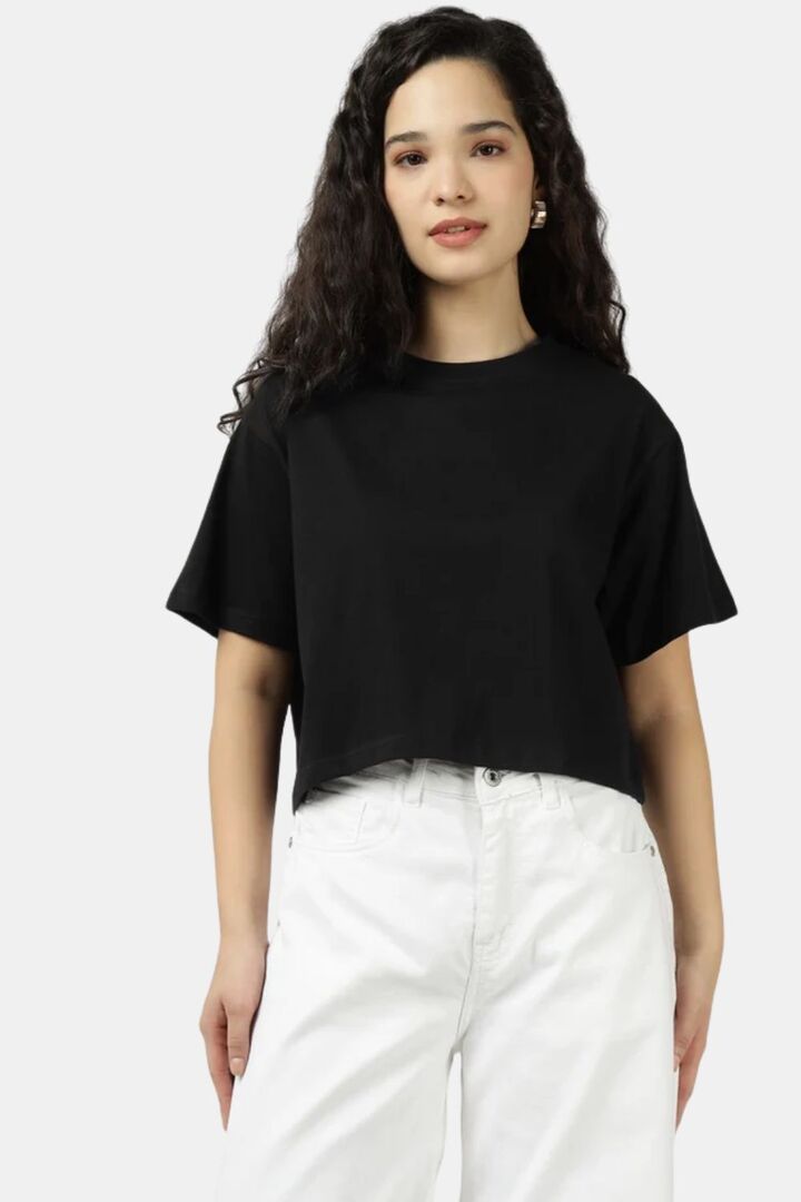Sands of India Women Black Crop Top With Twin Fish Back Print - Black — image 3