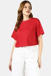 Sands of India Women Red Crop Top With Japan City Back Print - Red — thumbnail 2