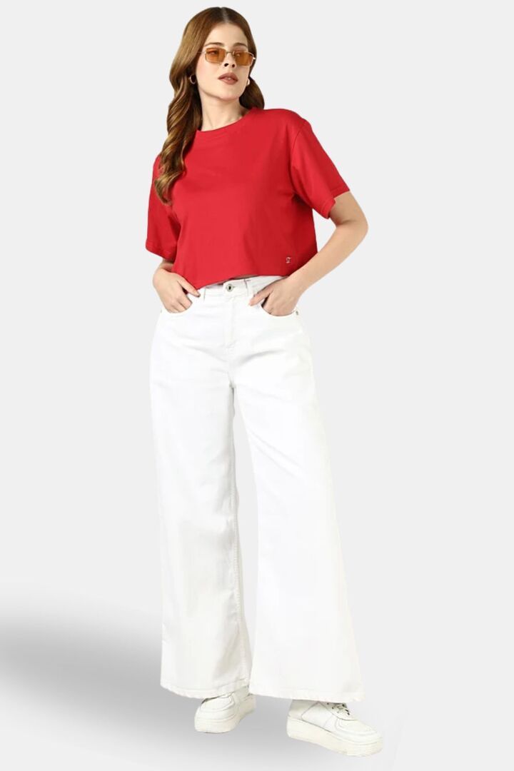 Sands of India Women Red Crop Top With Japan City Back Print - Red — image 3
