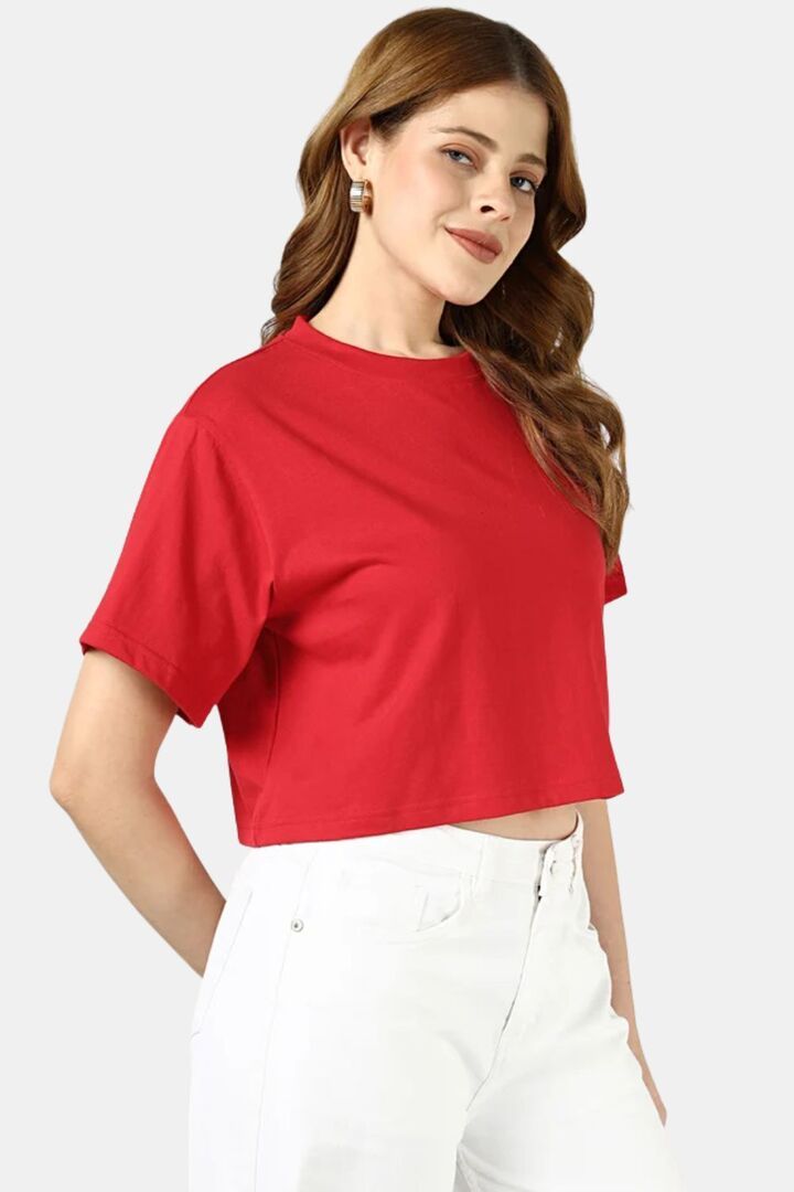 Sands of India Women Red Crop Top With Japan City Back Print - Red — image 4