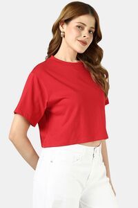 Sands of India Women Red Crop Top With Japan City Back Print - Red — thumbnail 4