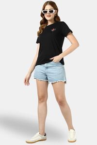Sands of India Black Regular T-Shirt With Sliver Flamingo Print - Black — thumbnail 4