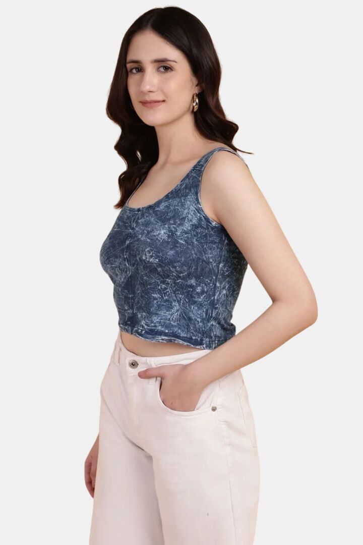 Sands of India Towel Wash Indigo Crop Top - Blue — image 4