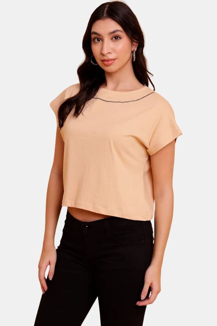 Sands of India Embroidered Crop T-Shirt - Skin — image 4