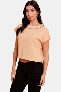 Sands of India Embroidered Crop T-Shirt - Skin — thumbnail 4