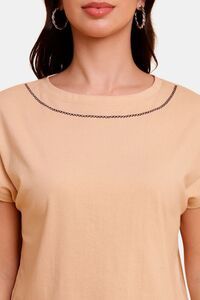 Sands of India Embroidered Crop T-Shirt - Skin — thumbnail 5