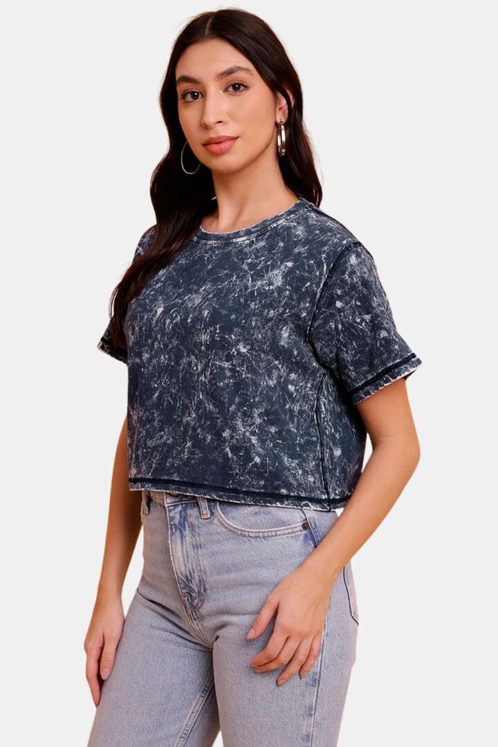 Sands of India Indigo Crop Top With Towel Wash - Blue — image 3