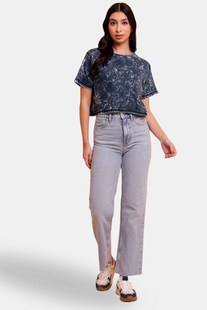 Sands of India Indigo Crop Top With Towel Wash - Blue — image 5