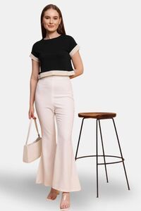 Sands of India Women Black Crop Top With Lace Detailing - Stylish Casual Wear - Black — thumbnail 3