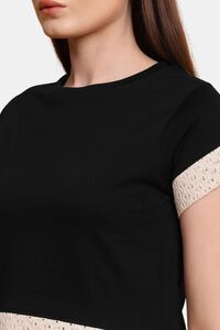 Sands of India Women Black Crop Top With Lace Detailing - Stylish Casual Wear - Black — thumbnail 4