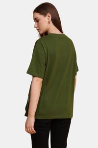 Sands of India Olive Floral Embroidered Oversized T-Shirt - Casual Wear - Green — thumbnail 2