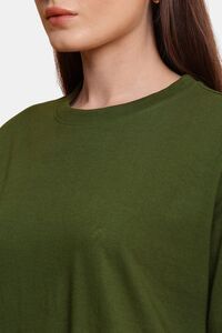 Sands of India Olive Floral Embroidered Oversized T-Shirt - Casual Wear - Green — thumbnail 4