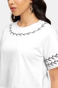 Sands of India White Crop Top With Black Embroidery - White — thumbnail 4