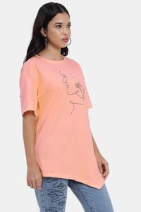 Sands of India Peach-Coloured T-Shirt With Abstract Face Print - Skin — thumbnail 4