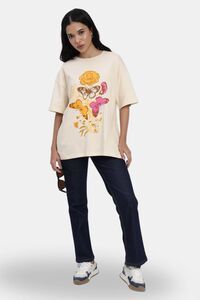 Sands of India Floral Print Ivory-Colored Oversize T-Shirt - White — thumbnail 2