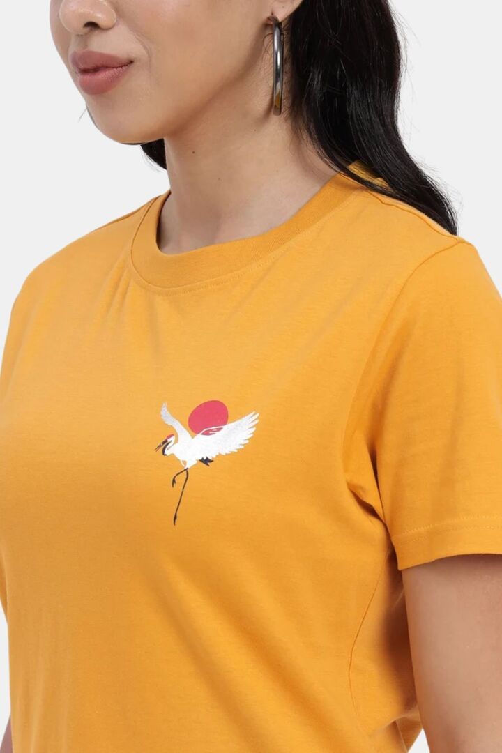 Sands of India Women Yellow Flamingo Print Regular T-Shirt - Casual Wear - Yellow — image 3