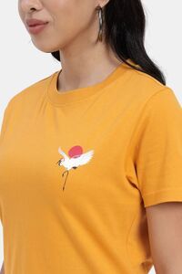 Sands of India Women Yellow Flamingo Print Regular T-Shirt - Casual Wear - Yellow — thumbnail 3