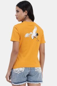 Sands of India Women Yellow Flamingo Print Regular T-Shirt - Casual Wear - Yellow — thumbnail 5