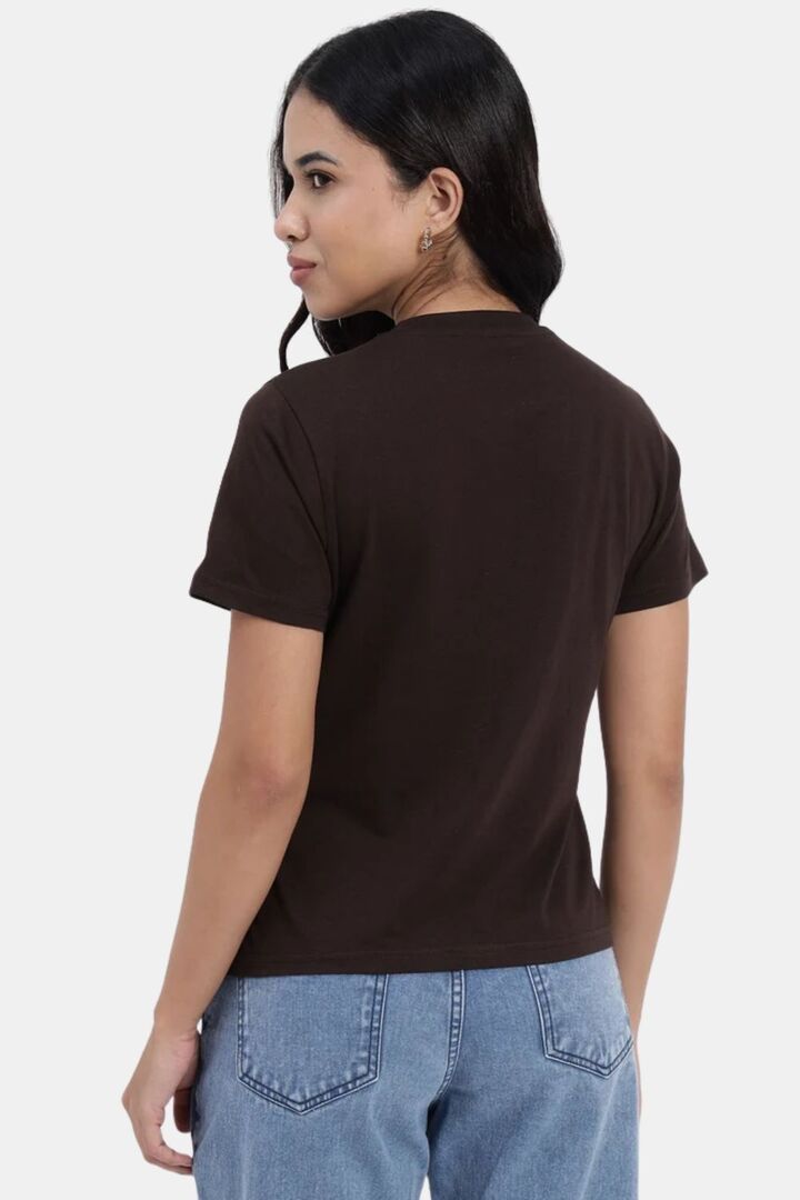 Sands of India Women Brown T-Shirt With Kaizen Print Design - Casual Wear - Brown — image 3
